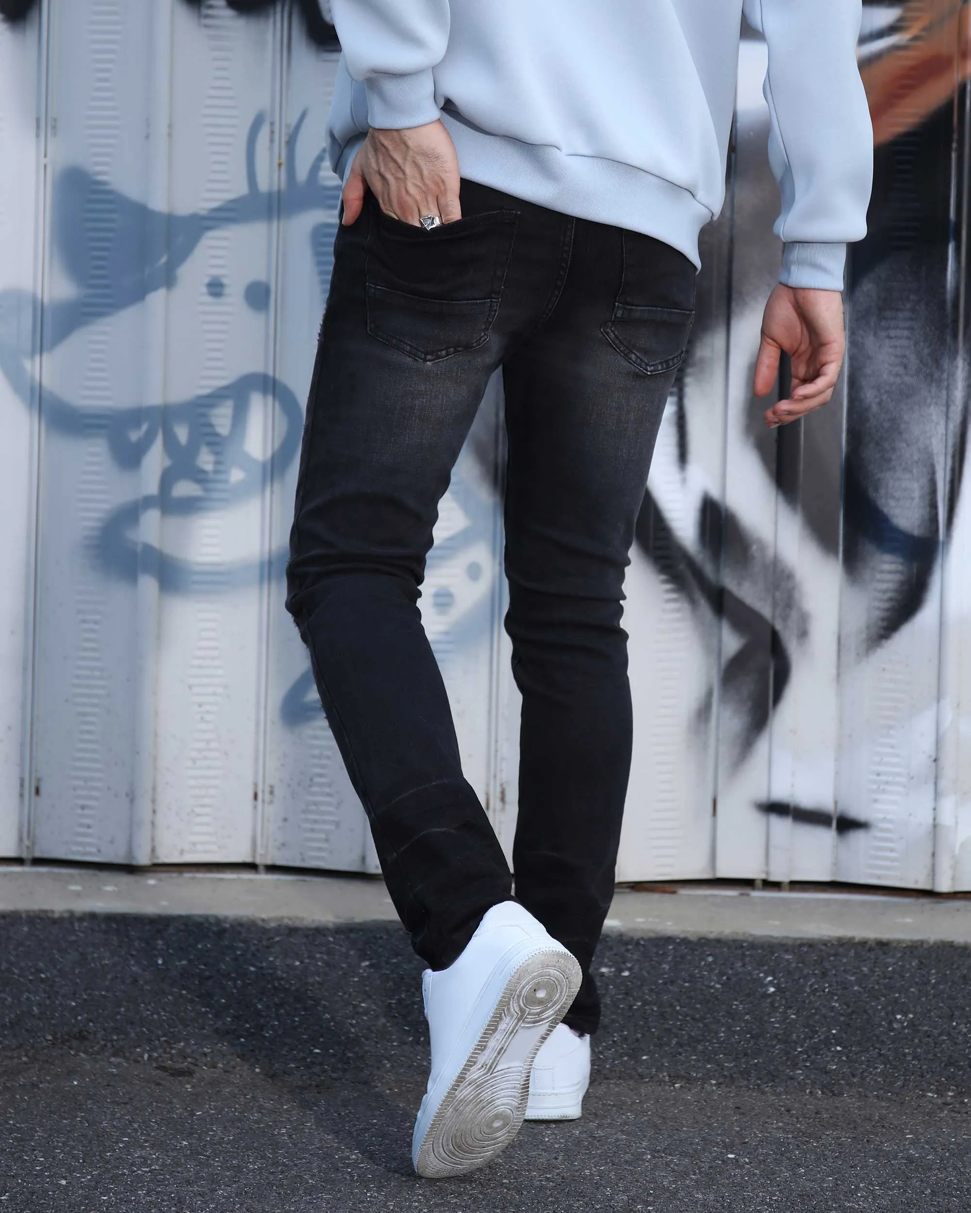 Street Gothic Black Ripped Jeans-Mexico Local Delivery
