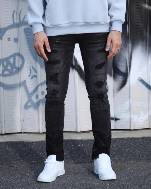 Street Gothic Black Ripped Jeans-Mexico Local Delivery