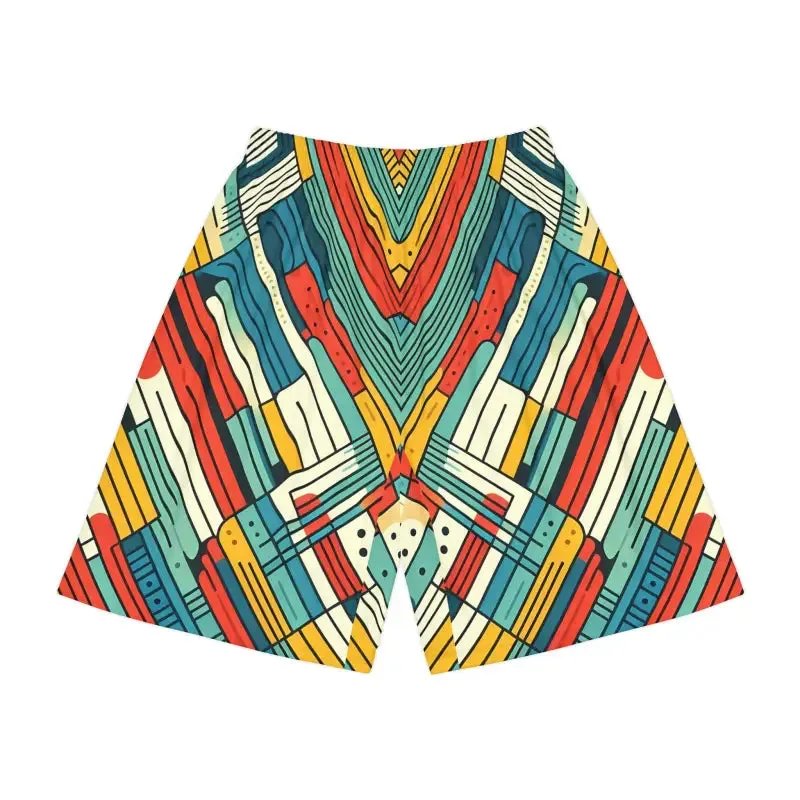 Striking Red and Green Striped Men's Sports Shorts