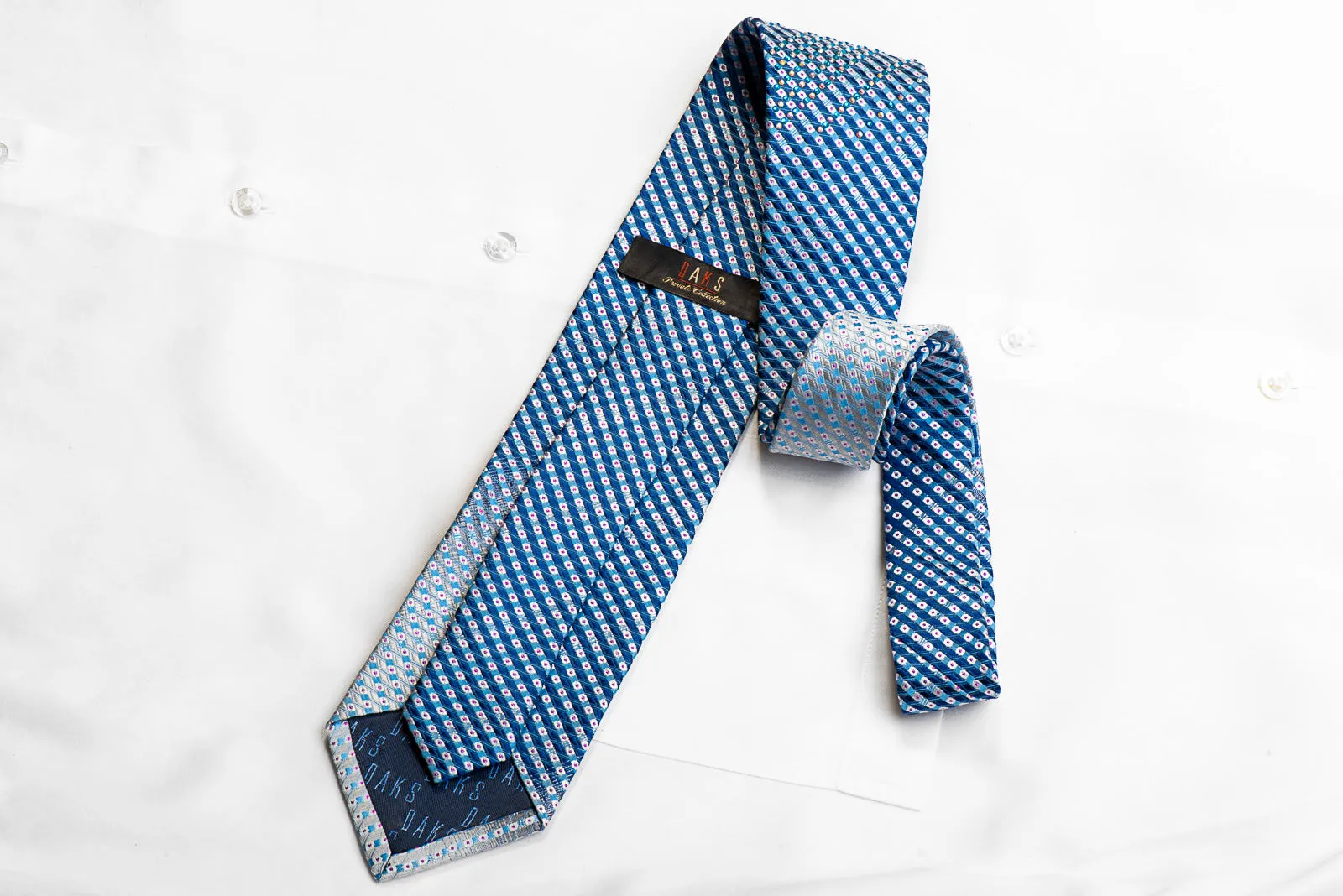 Striped On Blue With Purple Sparkles Rhinestone Necktie