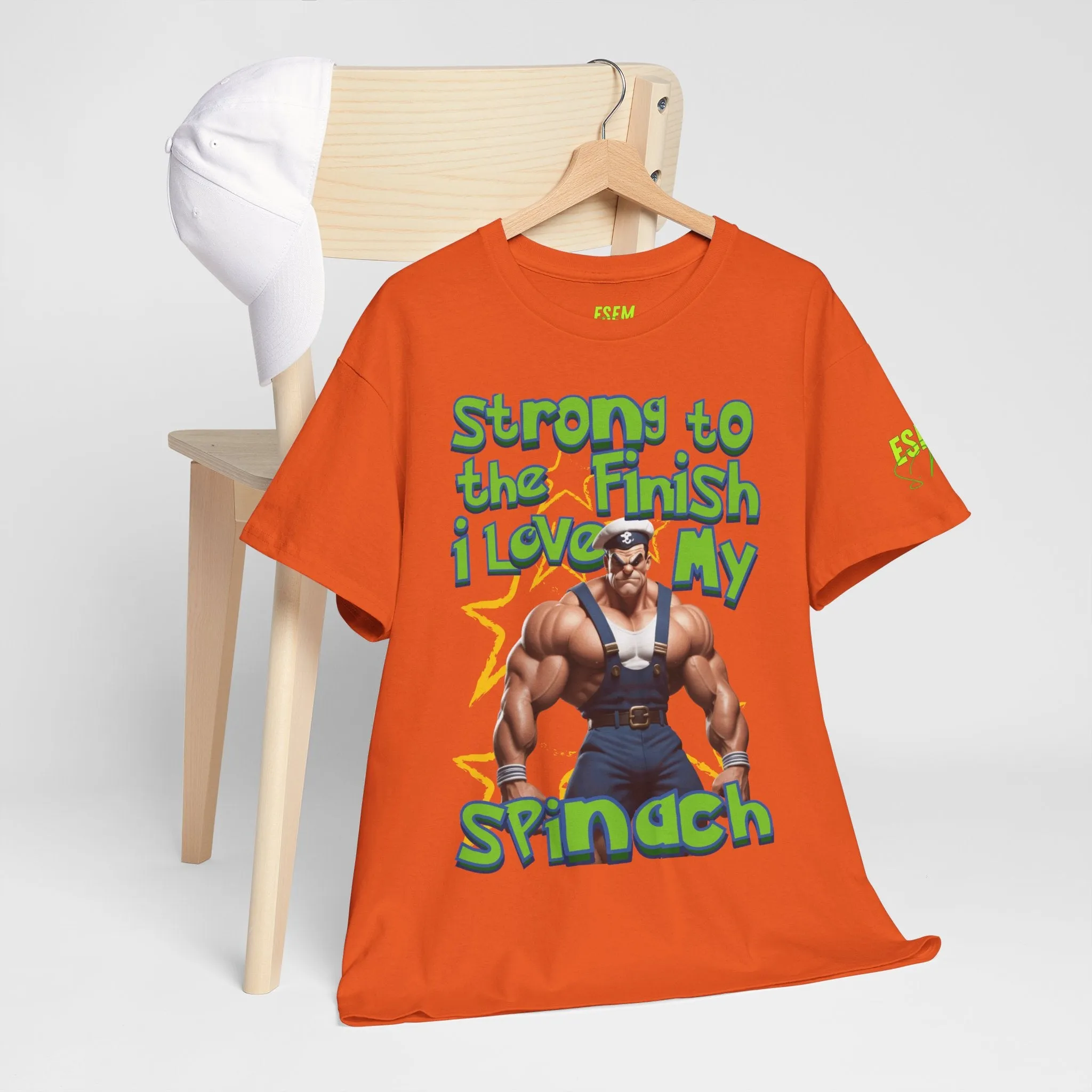 Strong To The Finish, I Love My Spinach - Inspirational Unisex Heavy Cotton Tee
