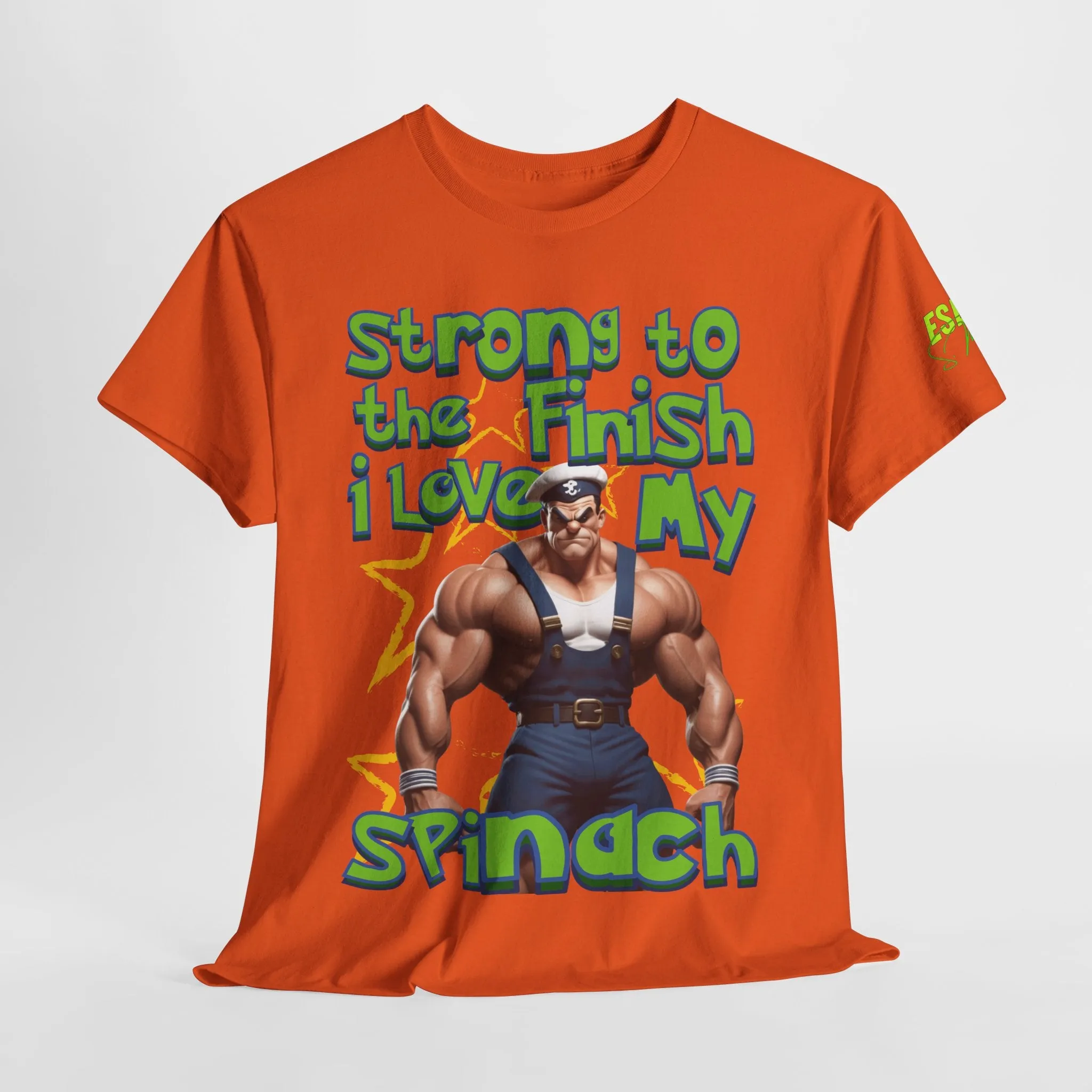 Strong To The Finish, I Love My Spinach - Inspirational Unisex Heavy Cotton Tee
