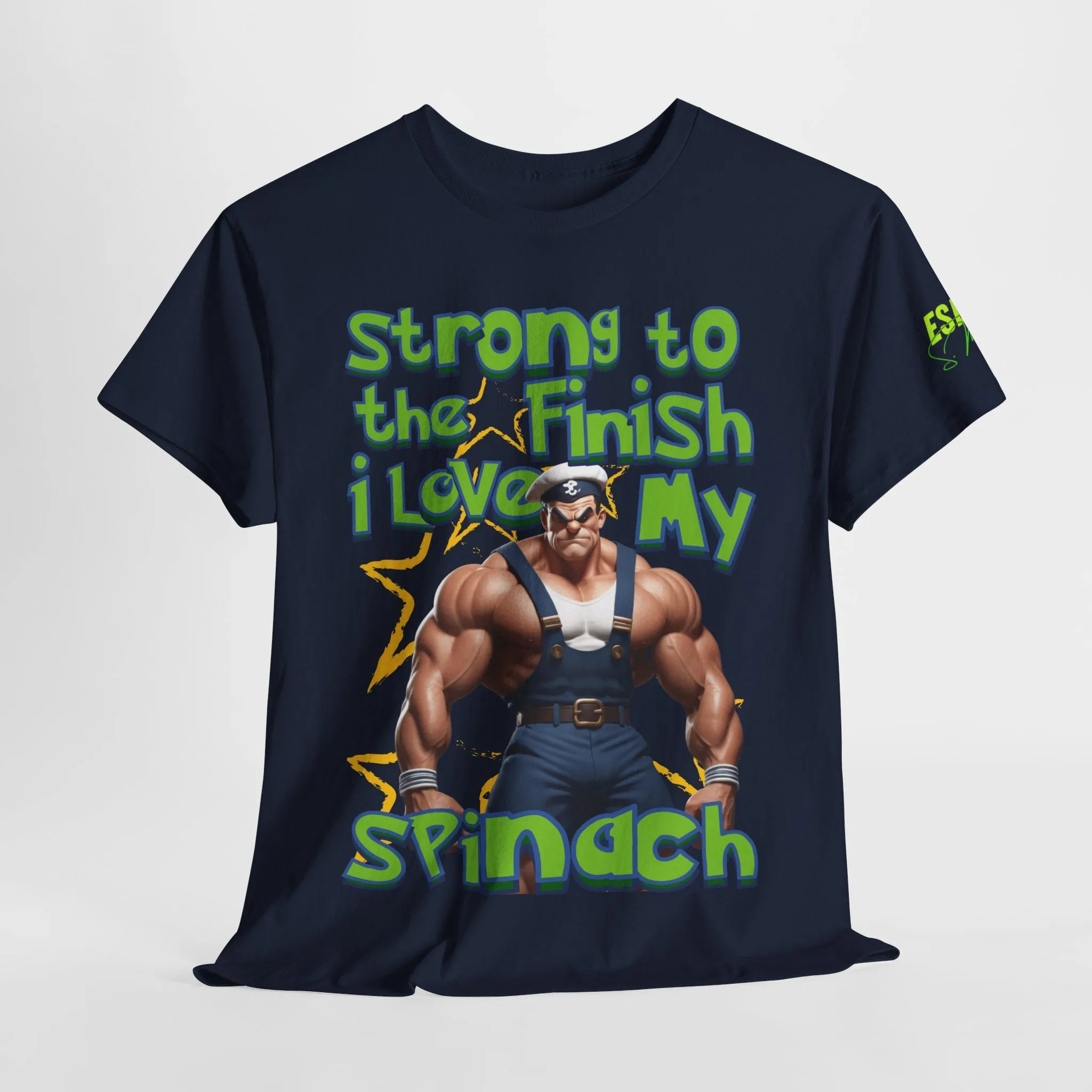 Strong To The Finish, I Love My Spinach - Inspirational Unisex Heavy Cotton Tee