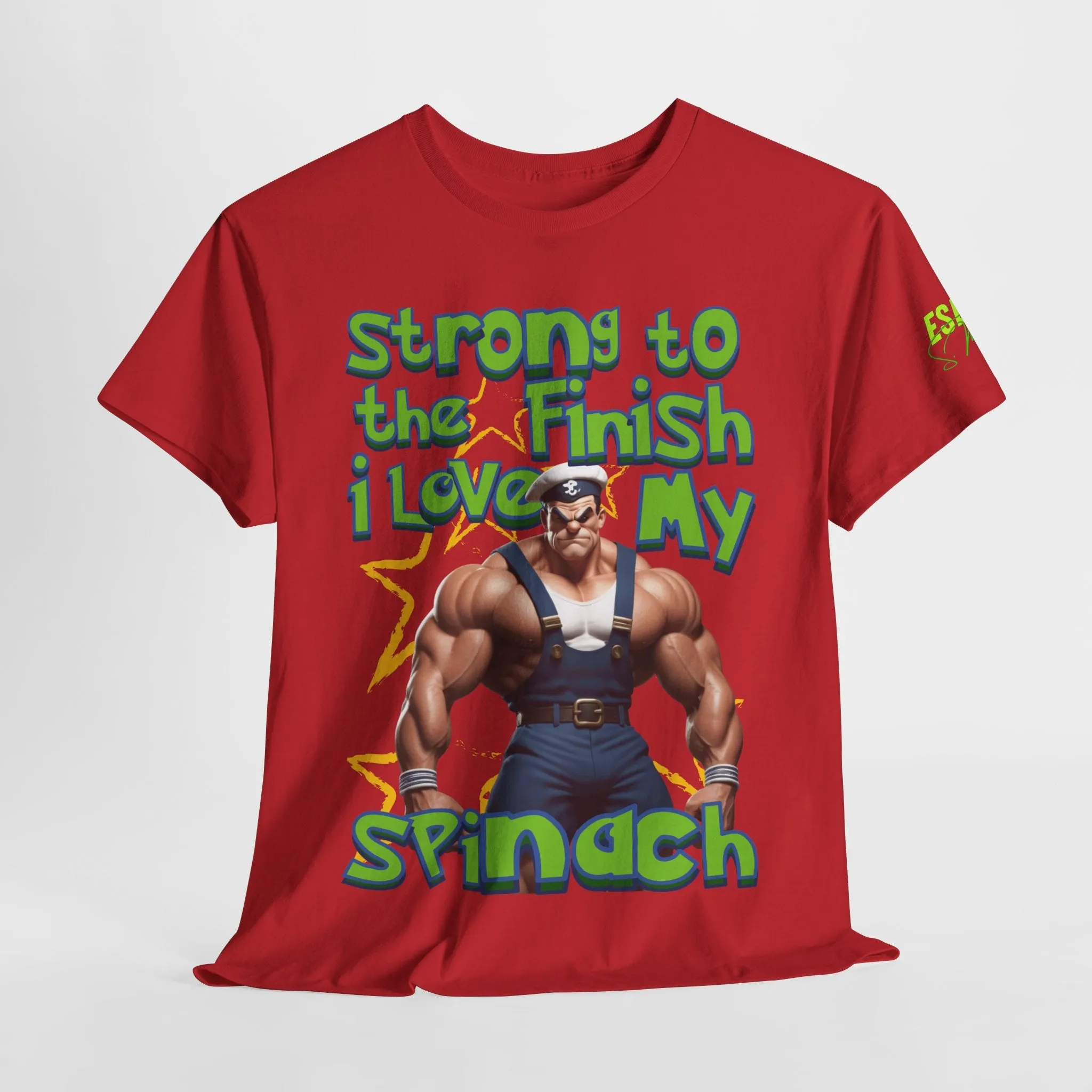 Strong To The Finish, I Love My Spinach - Inspirational Unisex Heavy Cotton Tee