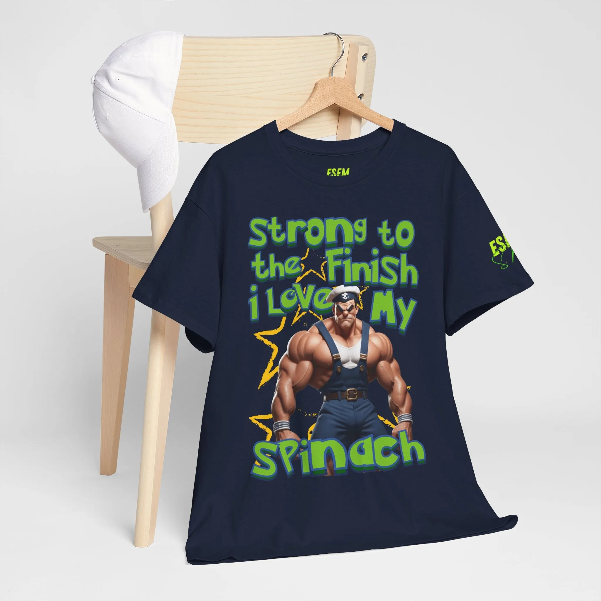Strong To The Finish, I Love My Spinach - Inspirational Unisex Heavy Cotton Tee