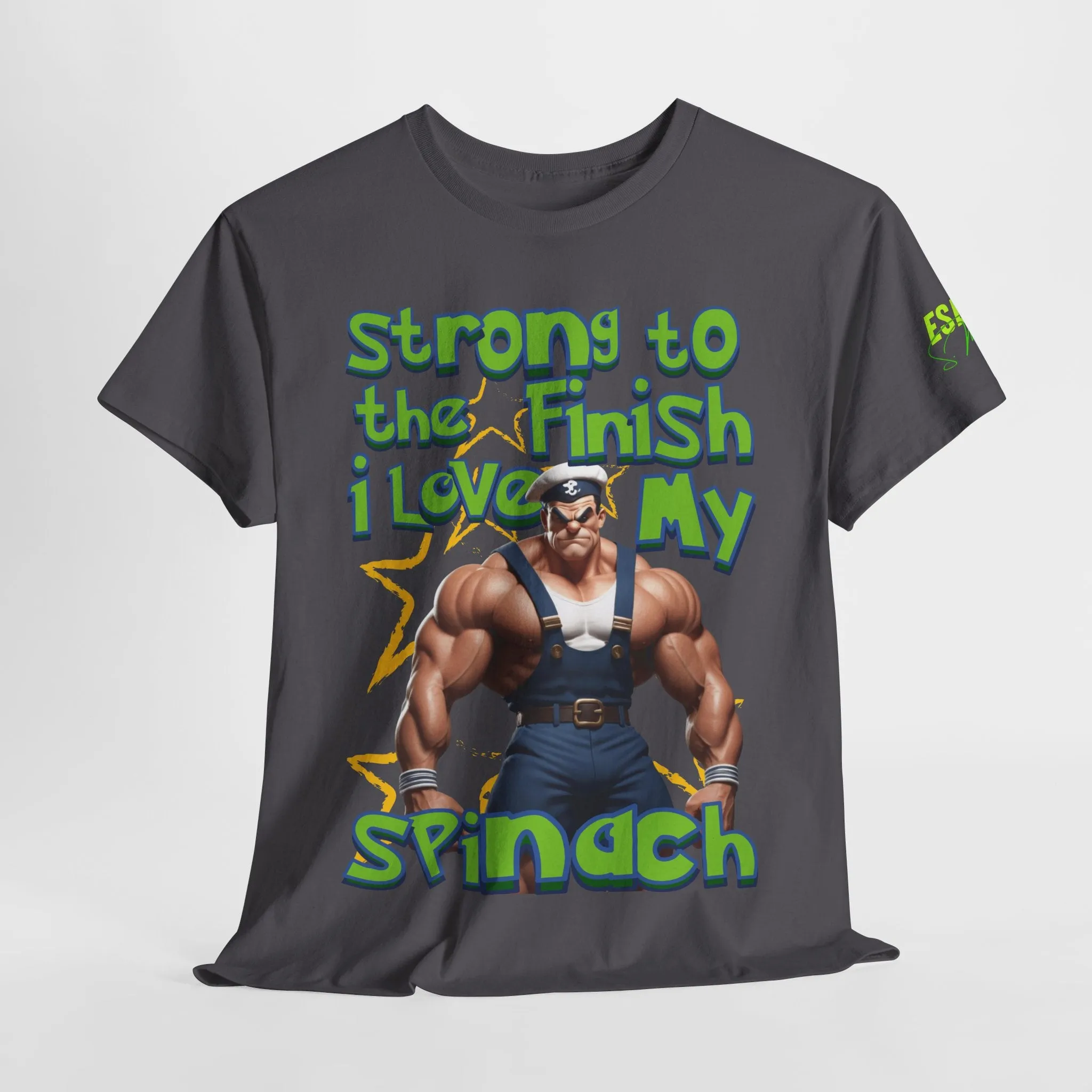 Strong To The Finish, I Love My Spinach - Inspirational Unisex Heavy Cotton Tee