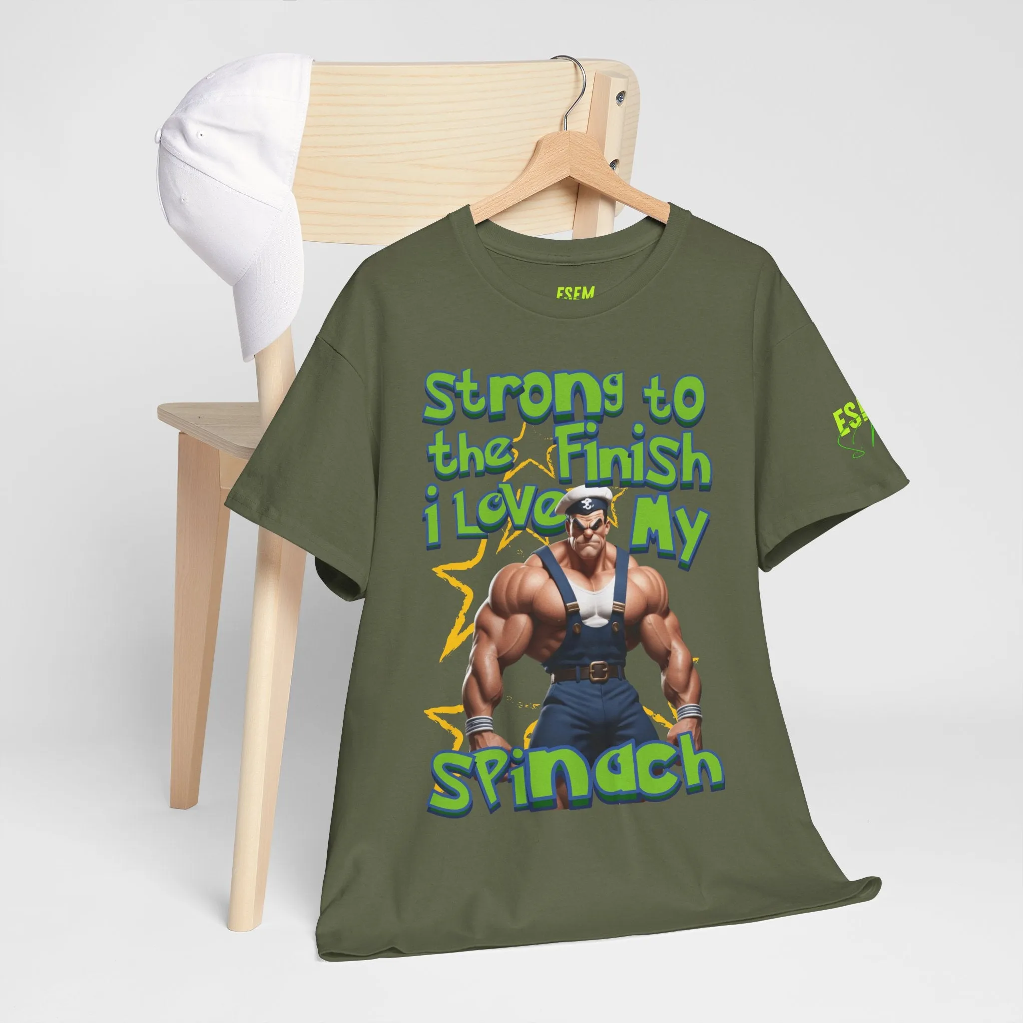 Strong To The Finish, I Love My Spinach - Inspirational Unisex Heavy Cotton Tee