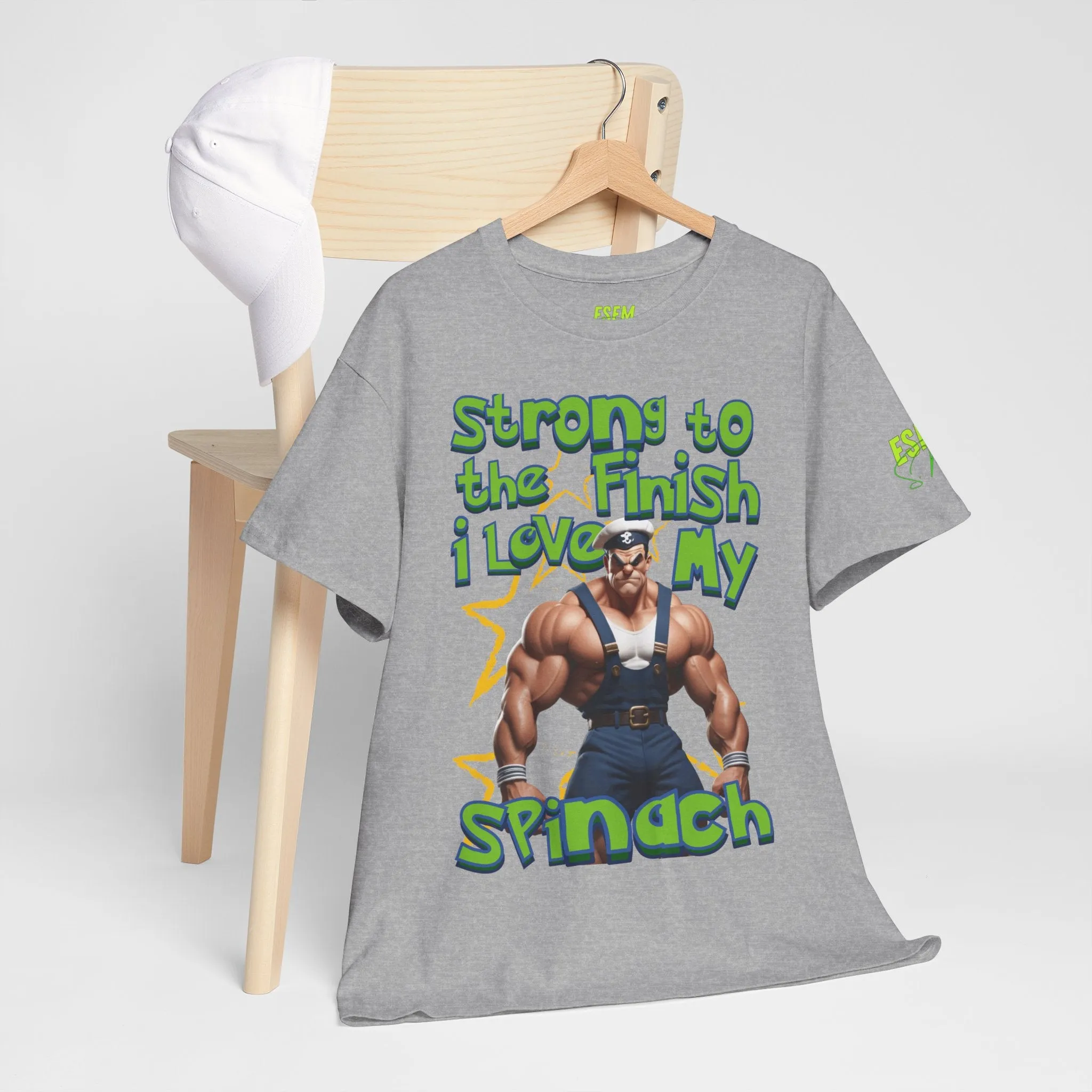 Strong To The Finish, I Love My Spinach - Inspirational Unisex Heavy Cotton Tee