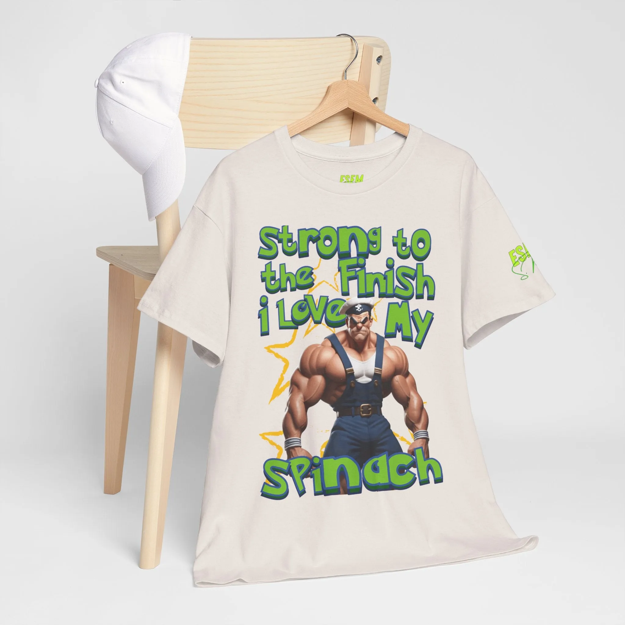 Strong To The Finish, I Love My Spinach - Inspirational Unisex Heavy Cotton Tee