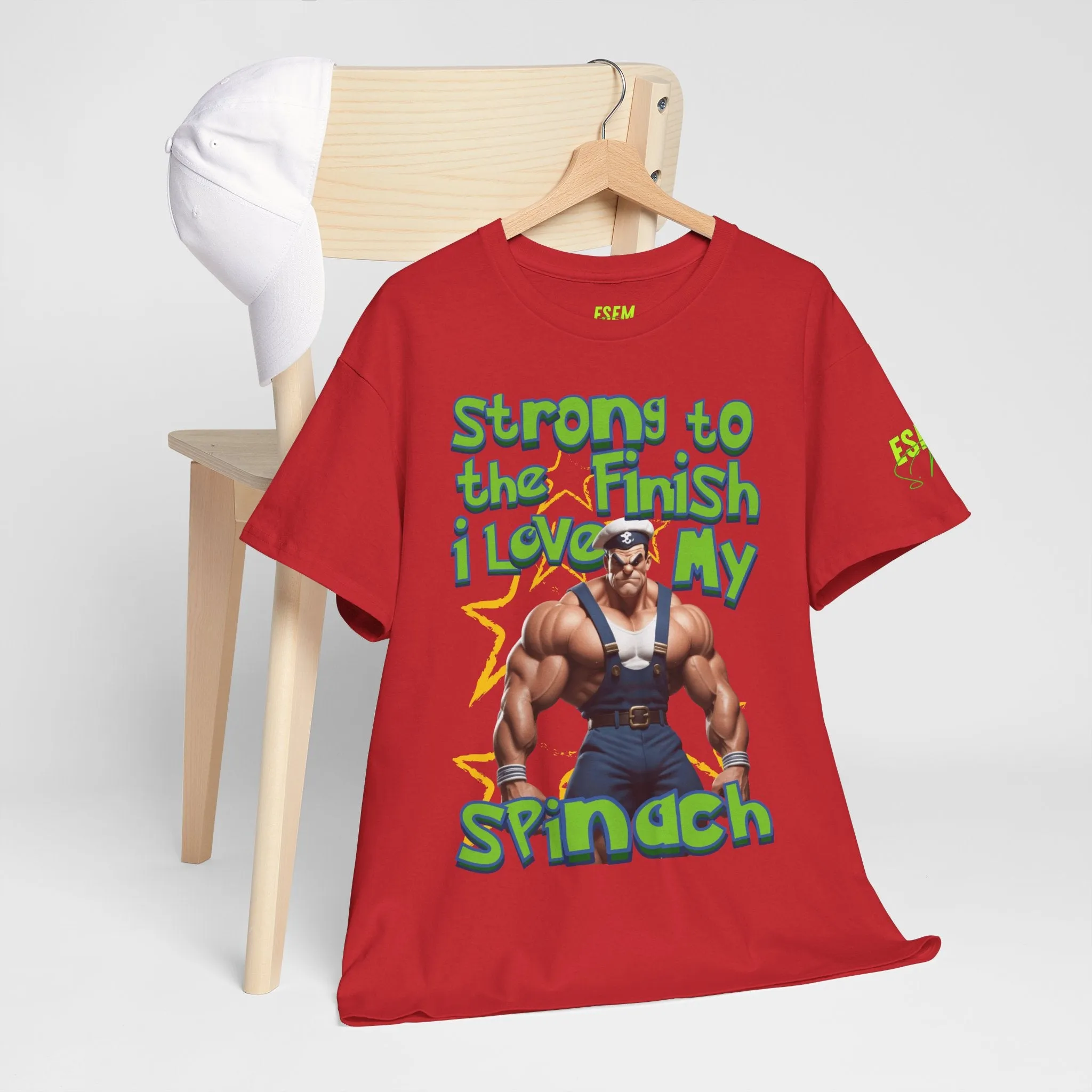 Strong To The Finish, I Love My Spinach - Inspirational Unisex Heavy Cotton Tee