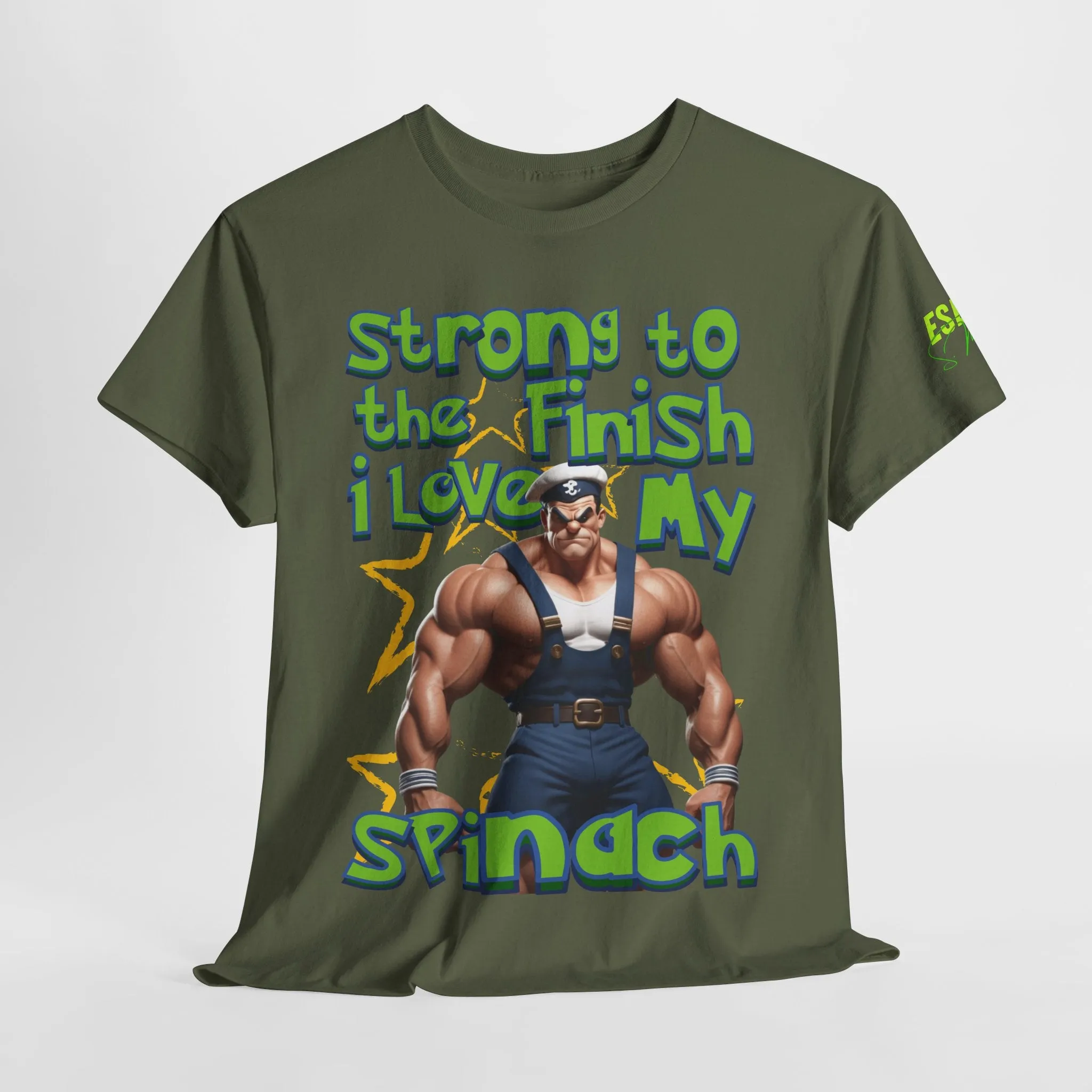 Strong To The Finish, I Love My Spinach - Inspirational Unisex Heavy Cotton Tee