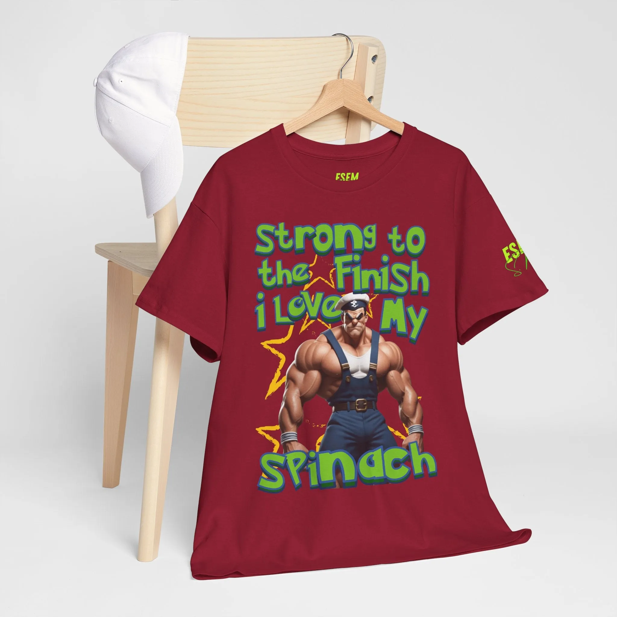 Strong To The Finish, I Love My Spinach - Inspirational Unisex Heavy Cotton Tee