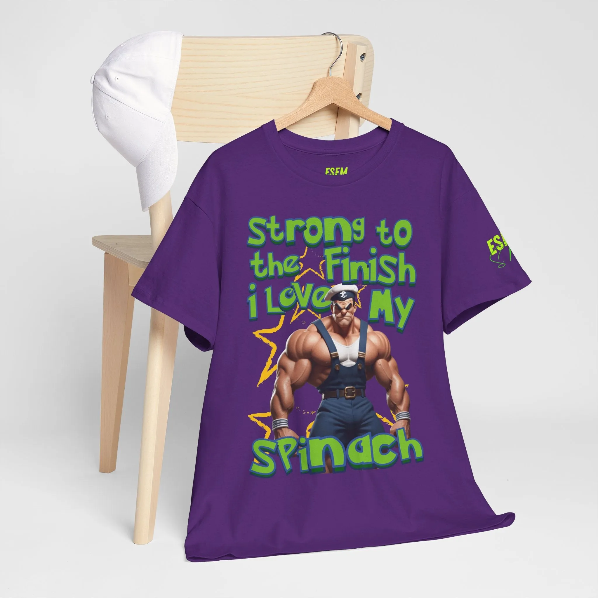 Strong To The Finish, I Love My Spinach - Inspirational Unisex Heavy Cotton Tee