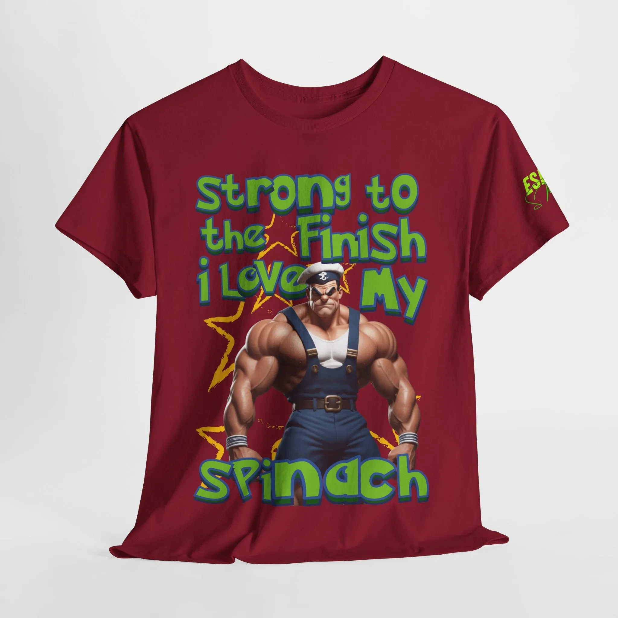 Strong To The Finish, I Love My Spinach - Inspirational Unisex Heavy Cotton Tee