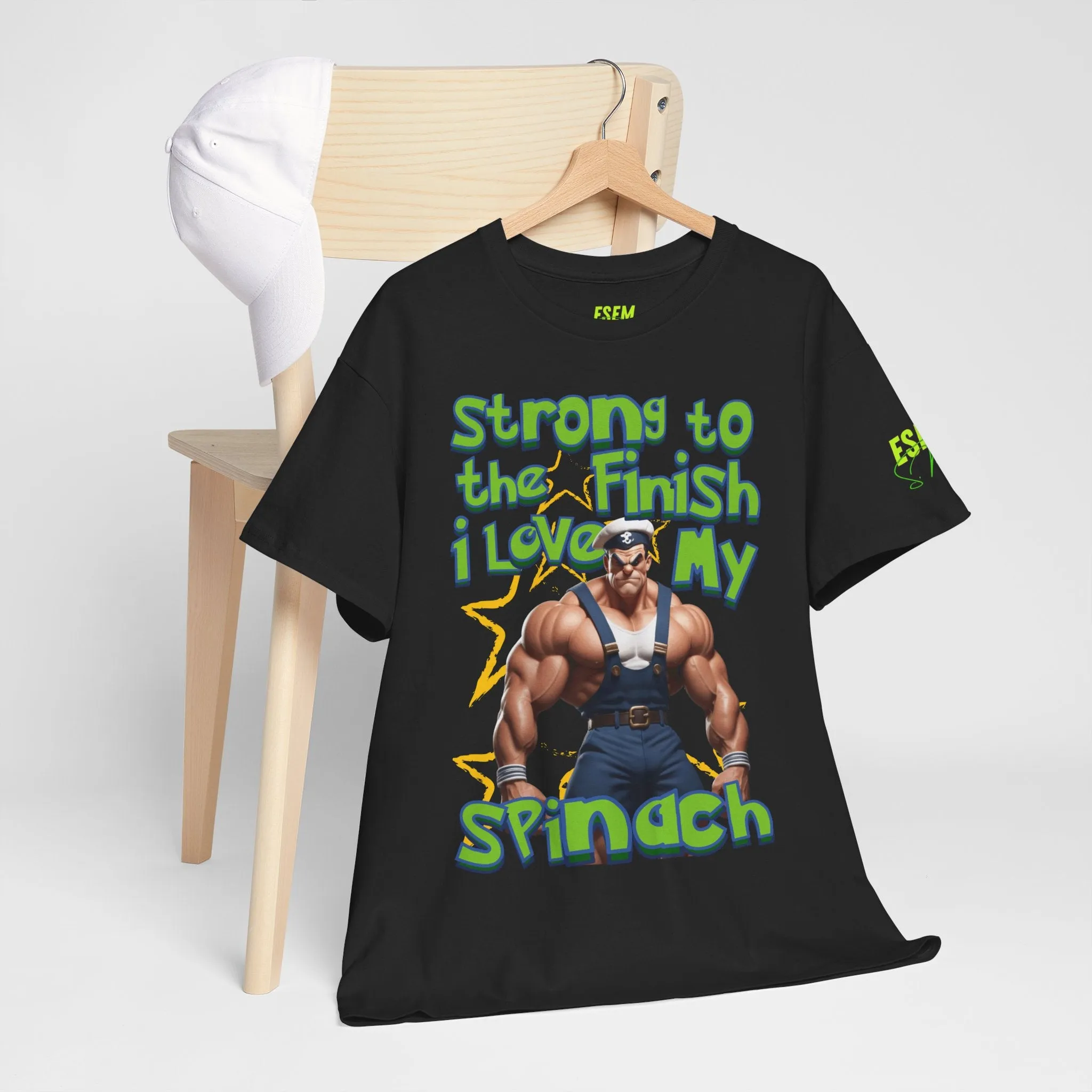 Strong To The Finish, I Love My Spinach - Inspirational Unisex Heavy Cotton Tee