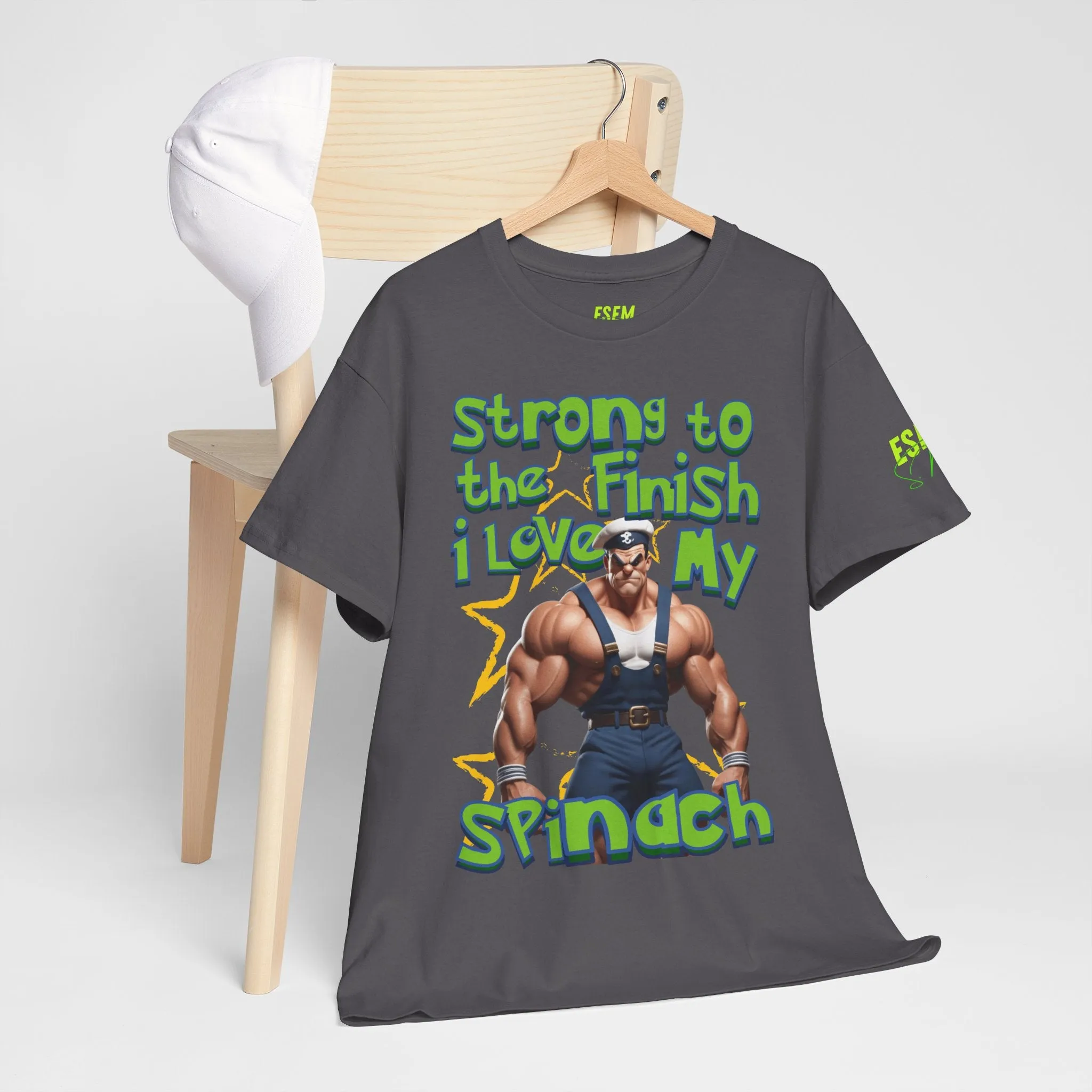 Strong To The Finish, I Love My Spinach - Inspirational Unisex Heavy Cotton Tee
