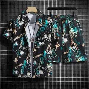 Summer Short-Sleeved Print Men's Tracksuits