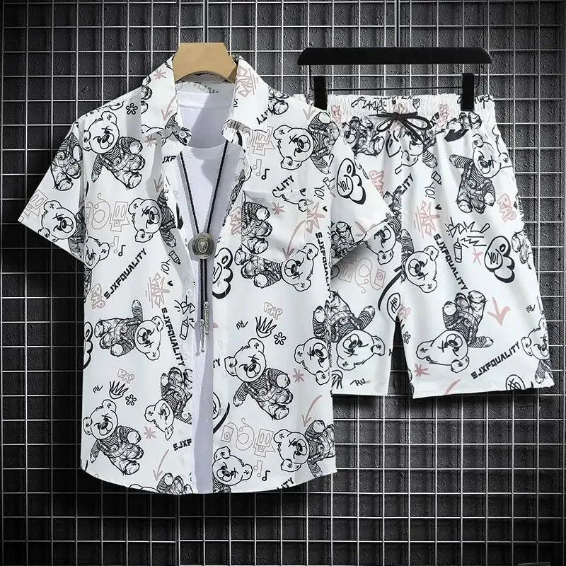 Summer Short-Sleeved Print Men's Tracksuits