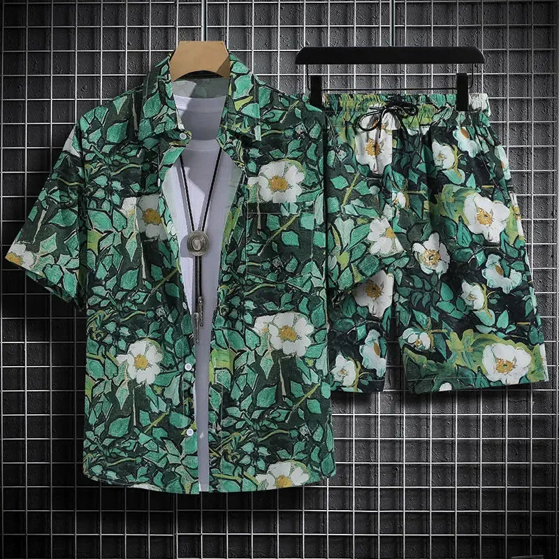 Summer Short-Sleeved Print Men's Tracksuits