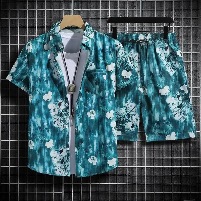 Summer Short-Sleeved Print Men's Tracksuits