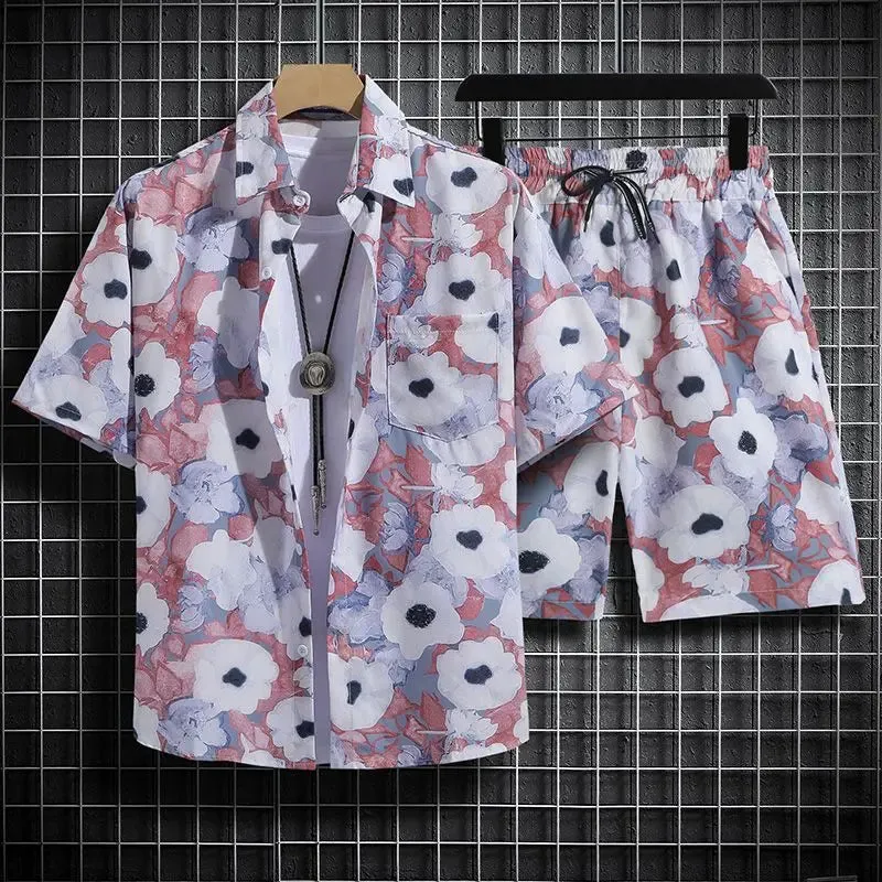 Summer Short-Sleeved Print Men's Tracksuits