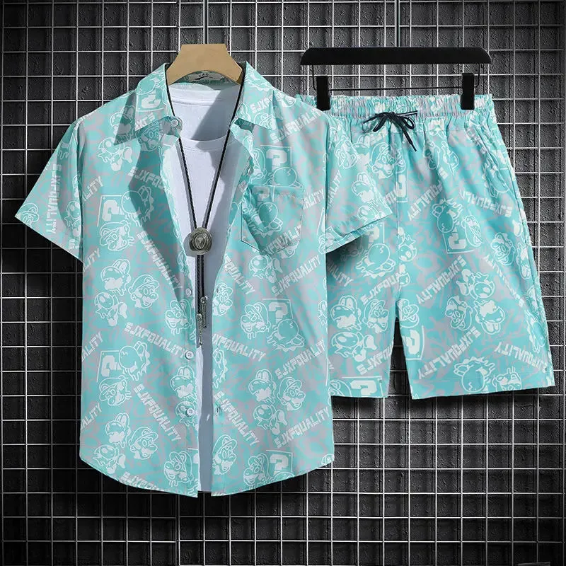 Summer Short-Sleeved Print Men's Tracksuits