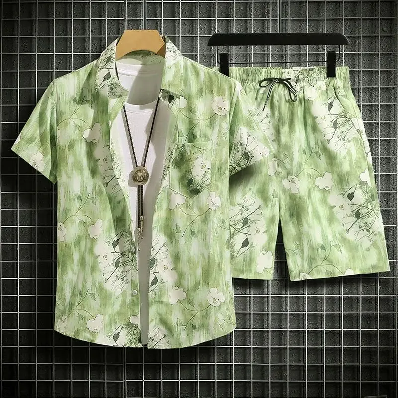 Summer Short-Sleeved Print Men's Tracksuits