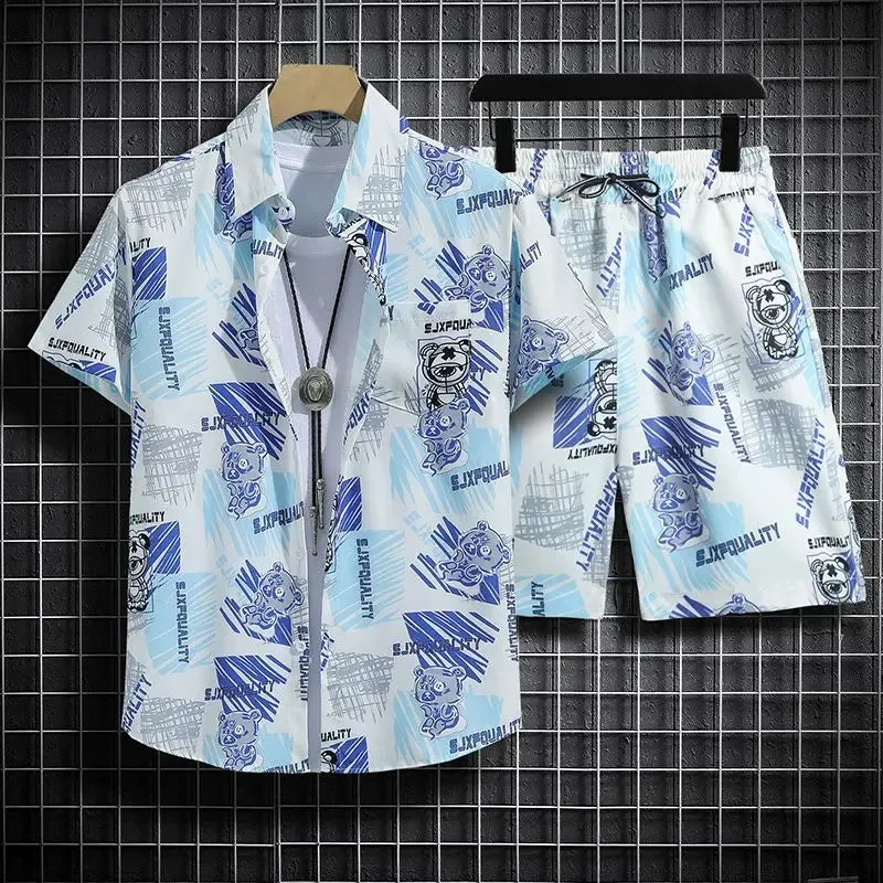 Summer Short-Sleeved Print Men's Tracksuits