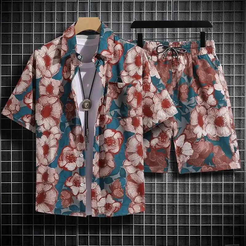 Summer Short-Sleeved Print Men's Tracksuits