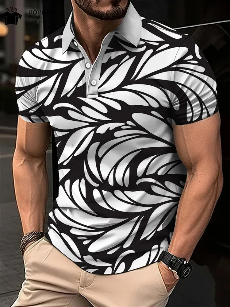 Summer Simple Pattern Print Polo Men's Shirts Street Fashion Mens Clothing Simple Men's Short Sleeve Shirts Mens Polo Shirts Top