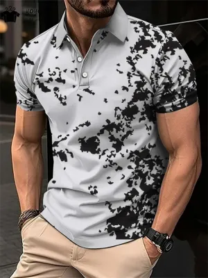 Summer Simple Pattern Print Polo Men's Shirts Street Fashion Mens Clothing Simple Men's Short Sleeve Shirts Mens Polo Shirts Top