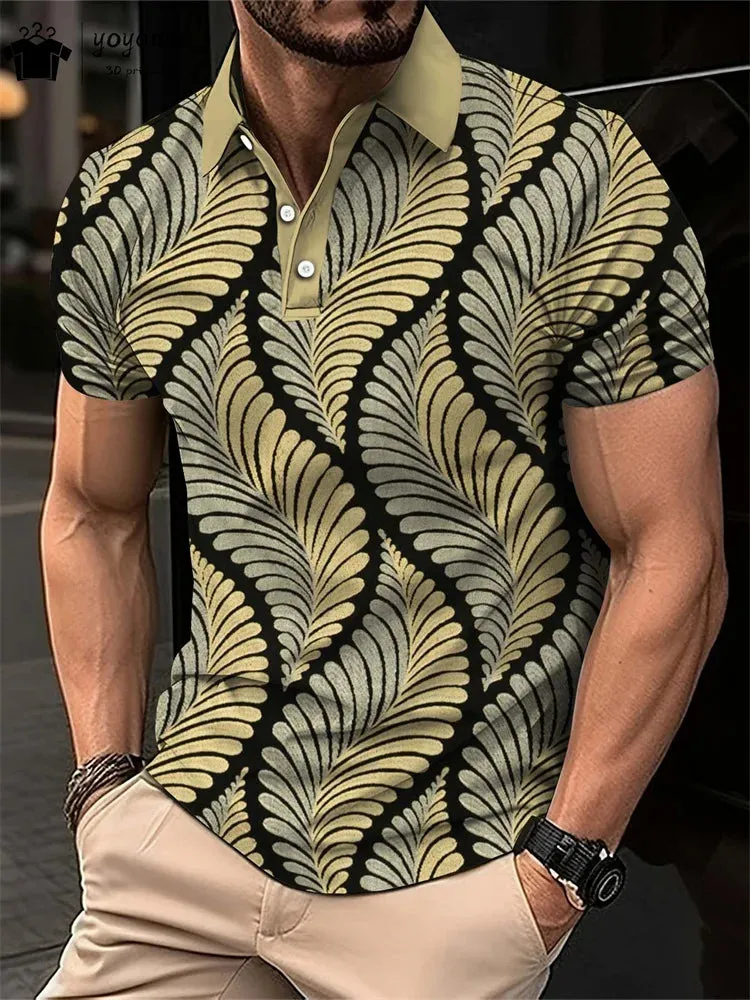 Summer Simple Pattern Print Polo Men's Shirts Street Fashion Mens Clothing Simple Men's Short Sleeve Shirts Mens Polo Shirts Top