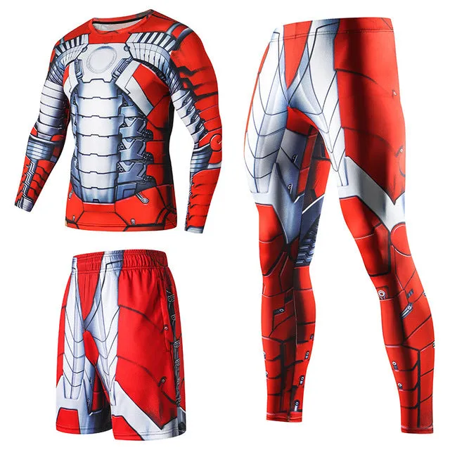 Superhero Compression Tracksuits Men's Sport Suit Quick Dry Running sets Clothes Sports Joggers Training Gym Fitness Man Set
