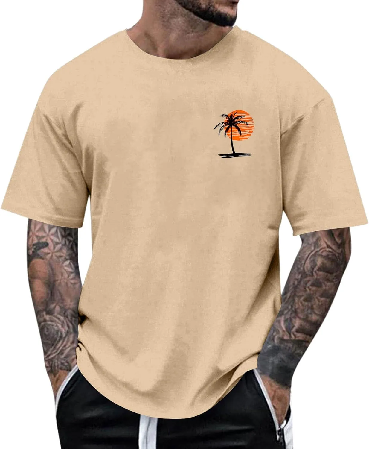 T Shirts for Man American Flag Patriotic Shirts Heavyweight Crew Neck Short Sleeve Tee Summer Plain Novelty Tshirt
