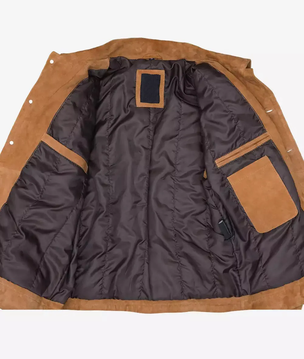 Tan Suede Trucker Jacket Mens