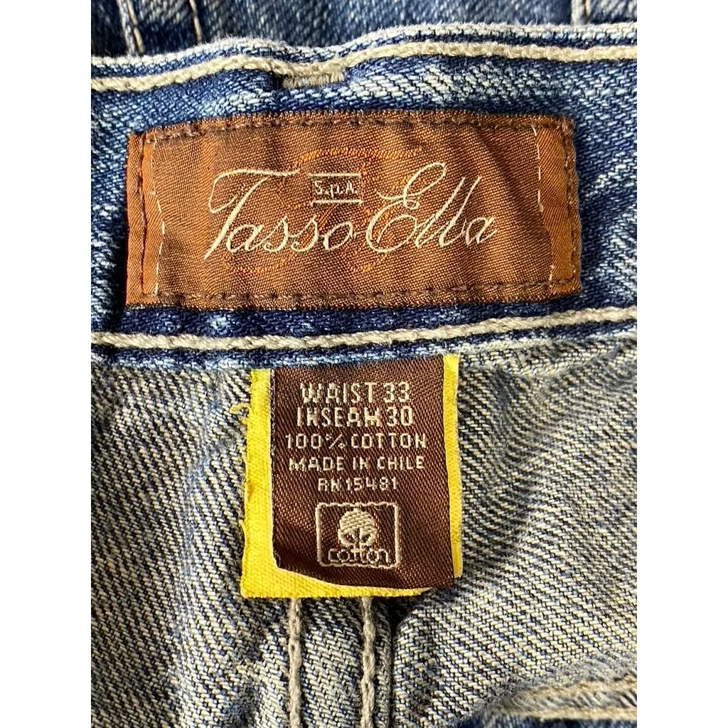 TASSO ELBA Men's Blue Vintage Classic Straight-Leg Five-Pocket Jeans SZ 33X30