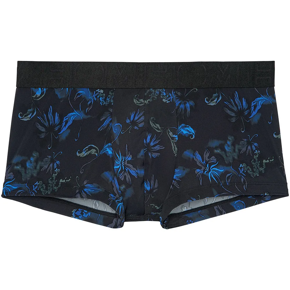 Temptation Blue Flowers Boxer Trunk, Black