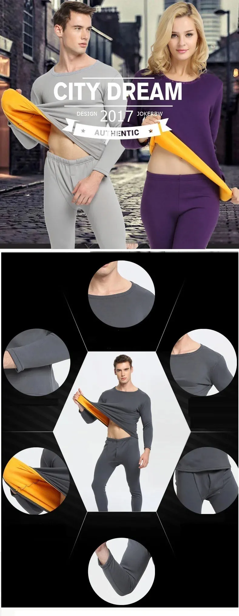 Thermal Underwear men Winter Women Long Johns sets fleece keep warm in cold weather size L to 6XL