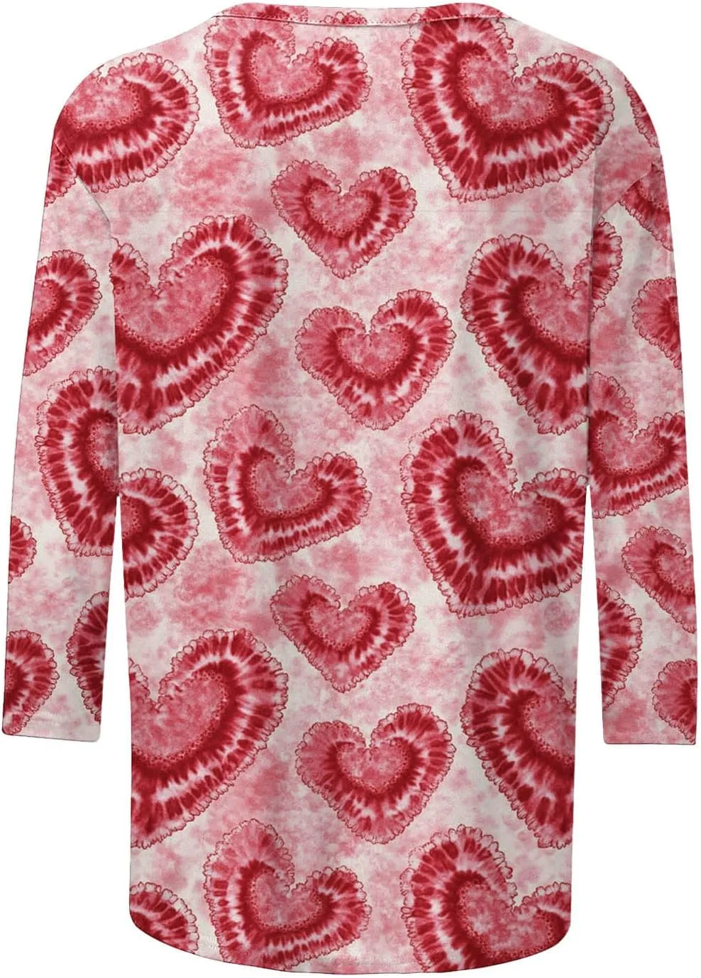 Tie Dyed Hippie Heart Shirts Womens Tops Tshirts Three Quarter 3/4 Sleeve Cute Tees Hip Hop Streetwear Apparel Clothes