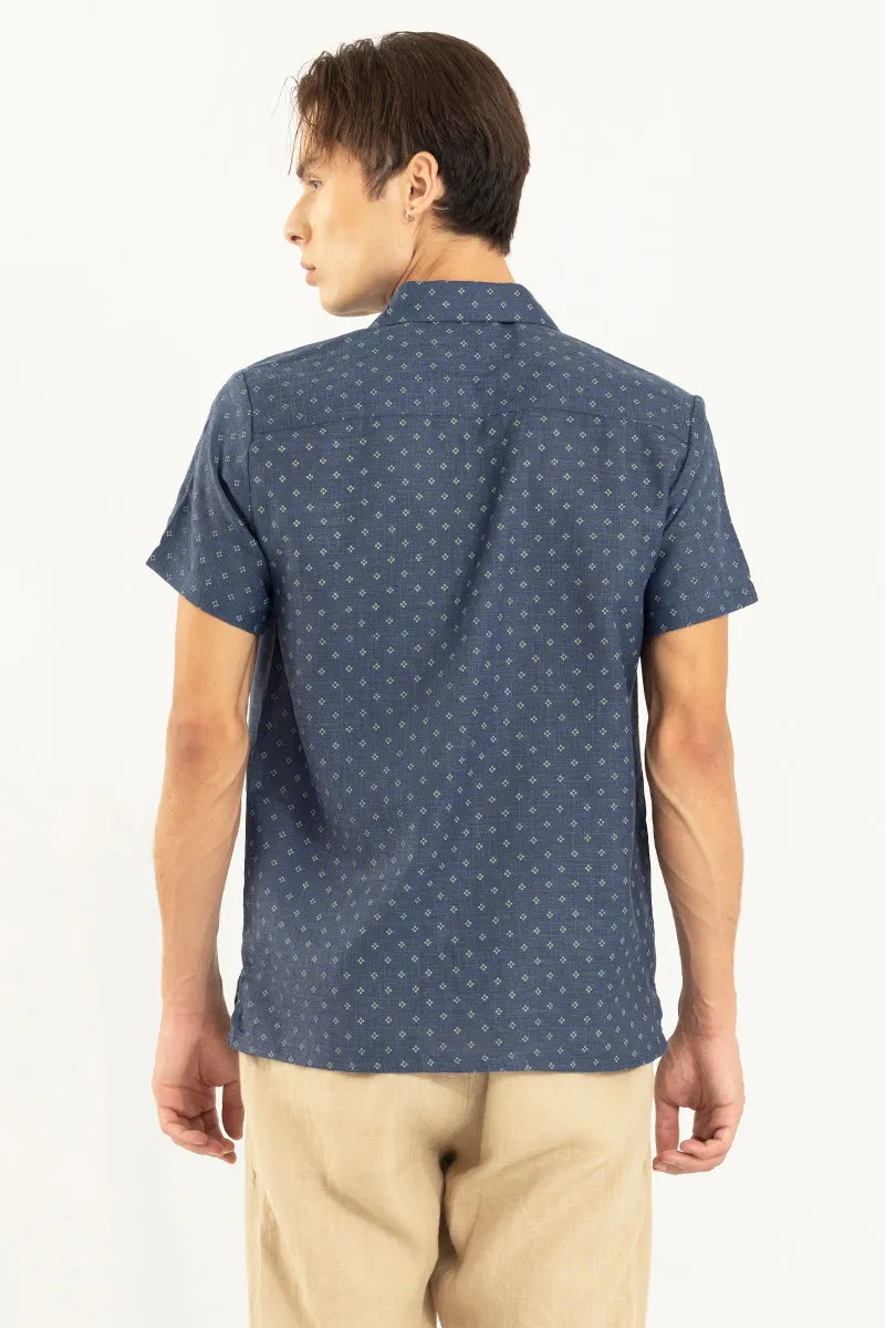 Tiny Star Flower Navy Linen Shirt