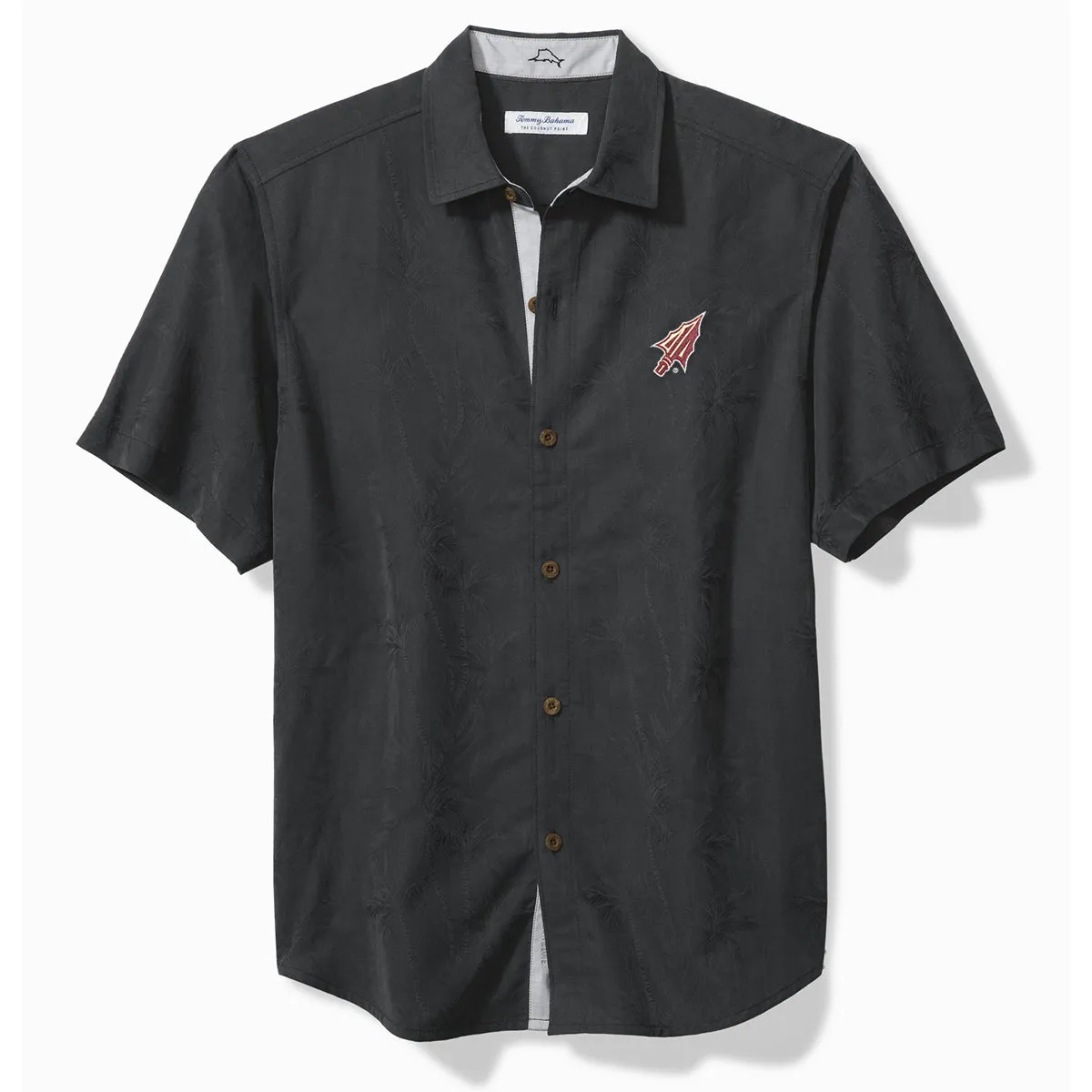 Tommy Bahama Men's Arrowhead Logo Coconut Point Palm Vista Short Sleeve Woven Shirt - Black