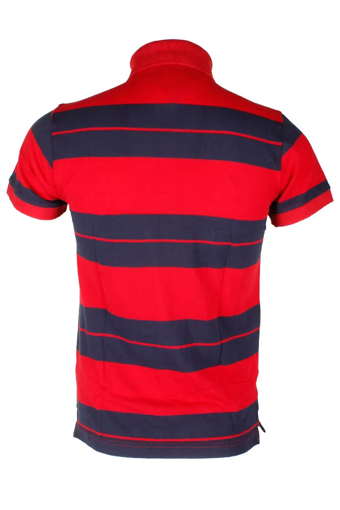 Tommy Hilfiger Men's Short Sleeve Striped Custom Fit Mesh Polo Shirt