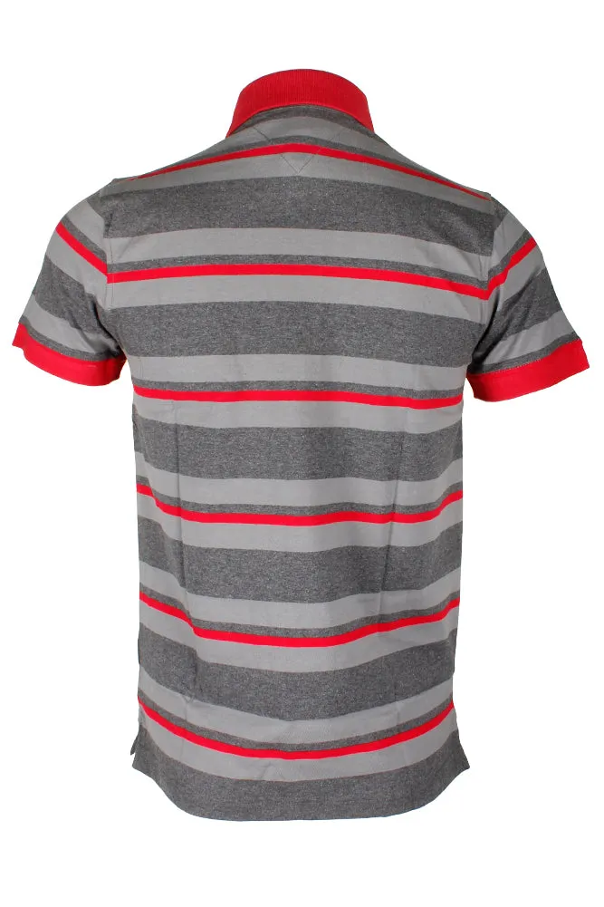 Tommy Hilfiger Men's Short Sleeve Striped Custom Fit Polo Shirt