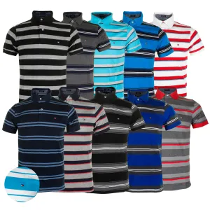 Tommy Hilfiger Men's Short Sleeve Striped Custom Fit Polo Shirt