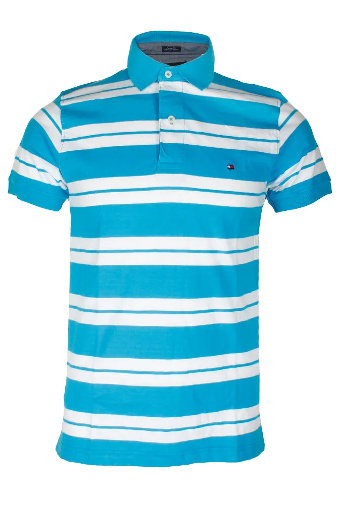 Tommy Hilfiger Men's Short Sleeve Striped Custom Fit Polo Shirt