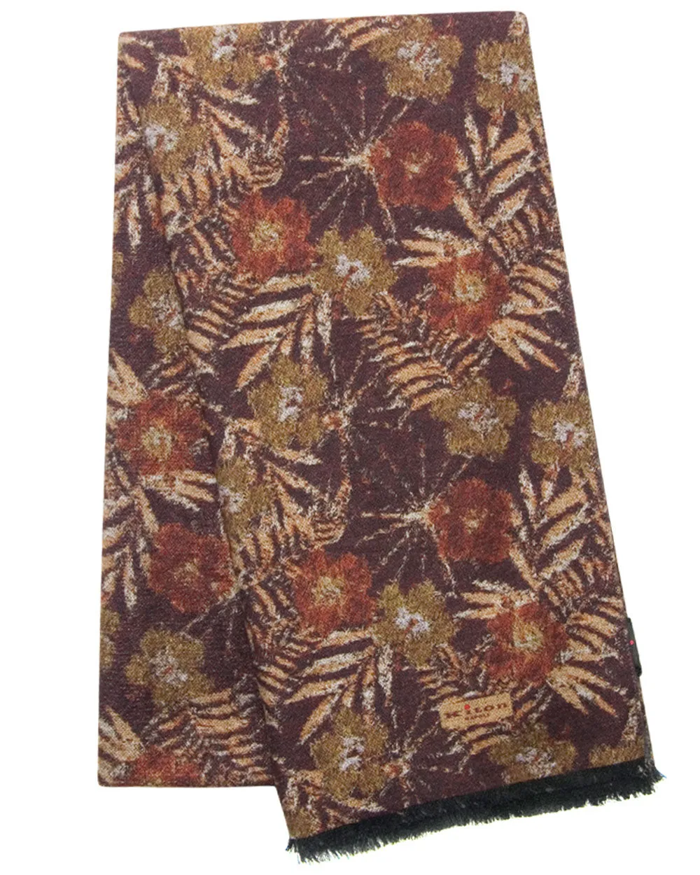Tonal Palm Print Silk Scarf in Rust