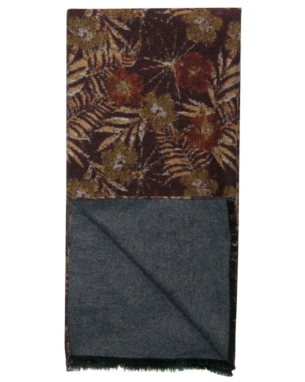 Tonal Palm Print Silk Scarf in Rust