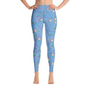 Triangular Candied Blue Yoga Leggings - With Pockets