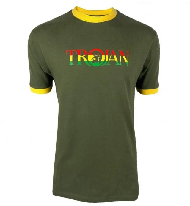 Trojan Records Outline Logo T Shirt Army