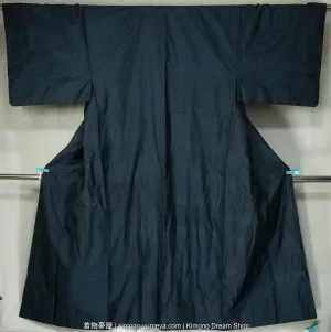 Tsumugi Tortoise Shells Men's Kimono - Dark Blue with White Blue - Dyed-Then-Woven Pattern - Traditional Japanese Robe - Shiny Polyester
